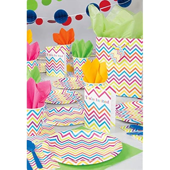 RAINBOW CHEVRON LUNCH NAPKIN 16-PIECES, MULTICOLOUR - Image 2